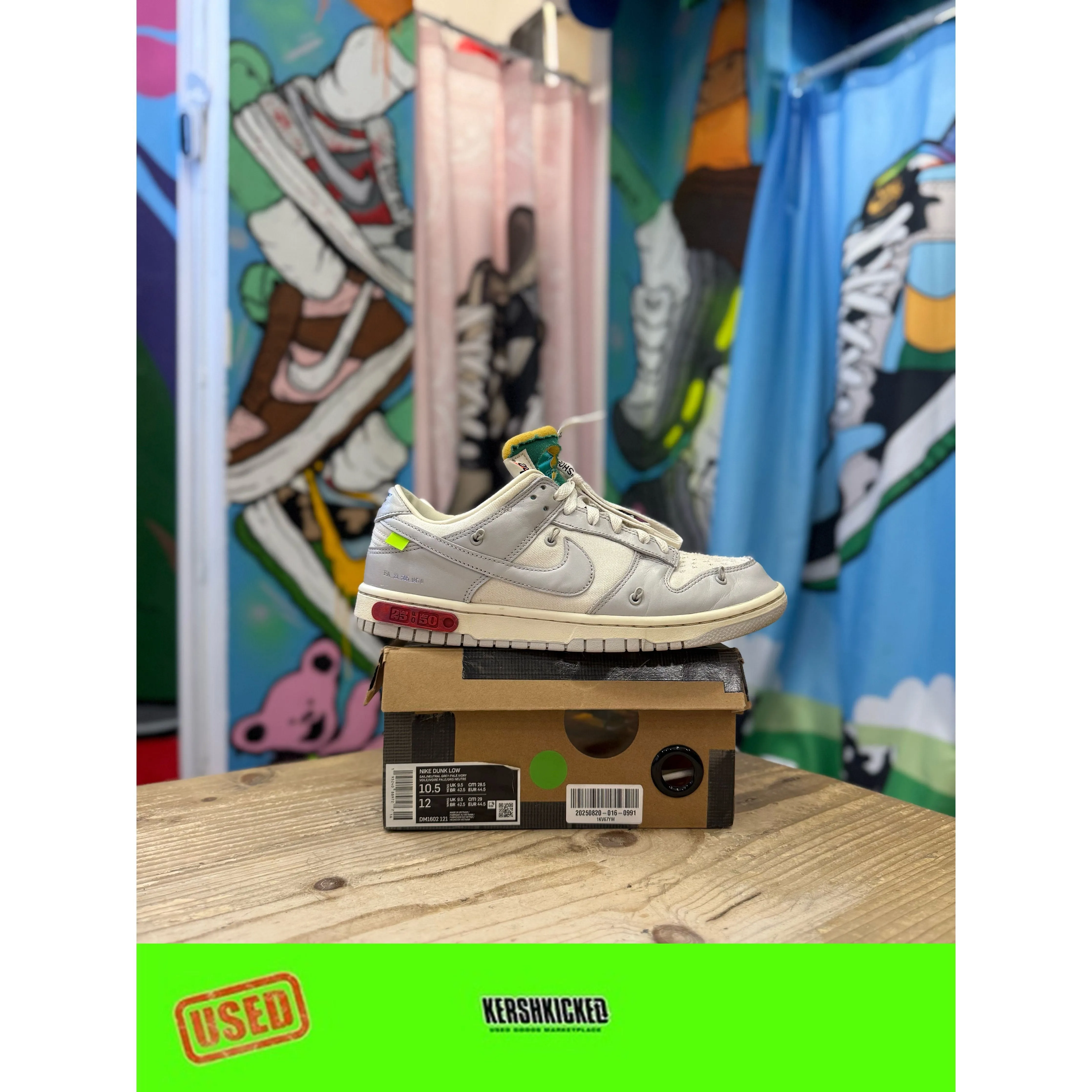 EVA sole Ergonomic Flow Nike Dunk Low Off White LOT 25 UK9.5