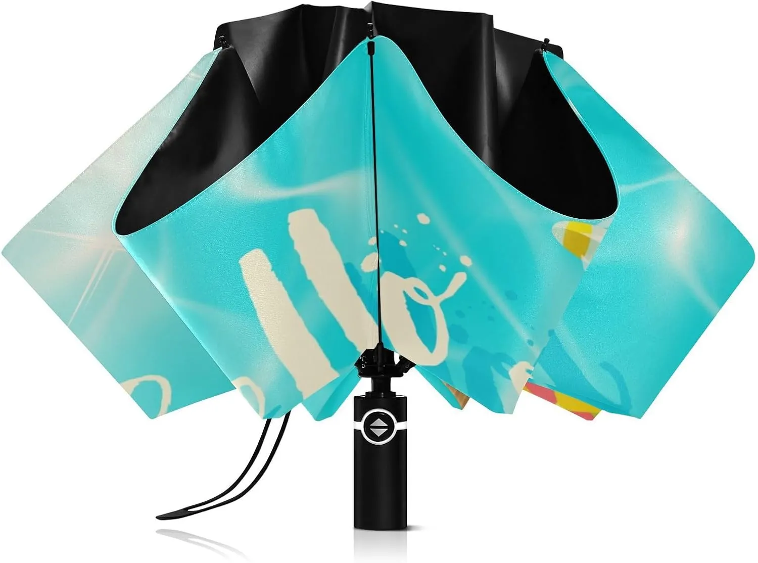 Exnundod Folding Umbrellas Summer Blue Flip Flops, Inverted Umbrella Leaves Flowers Windproof Travel Umbrellas for Rain Sun Compact Umbrella Reverse for Women Men