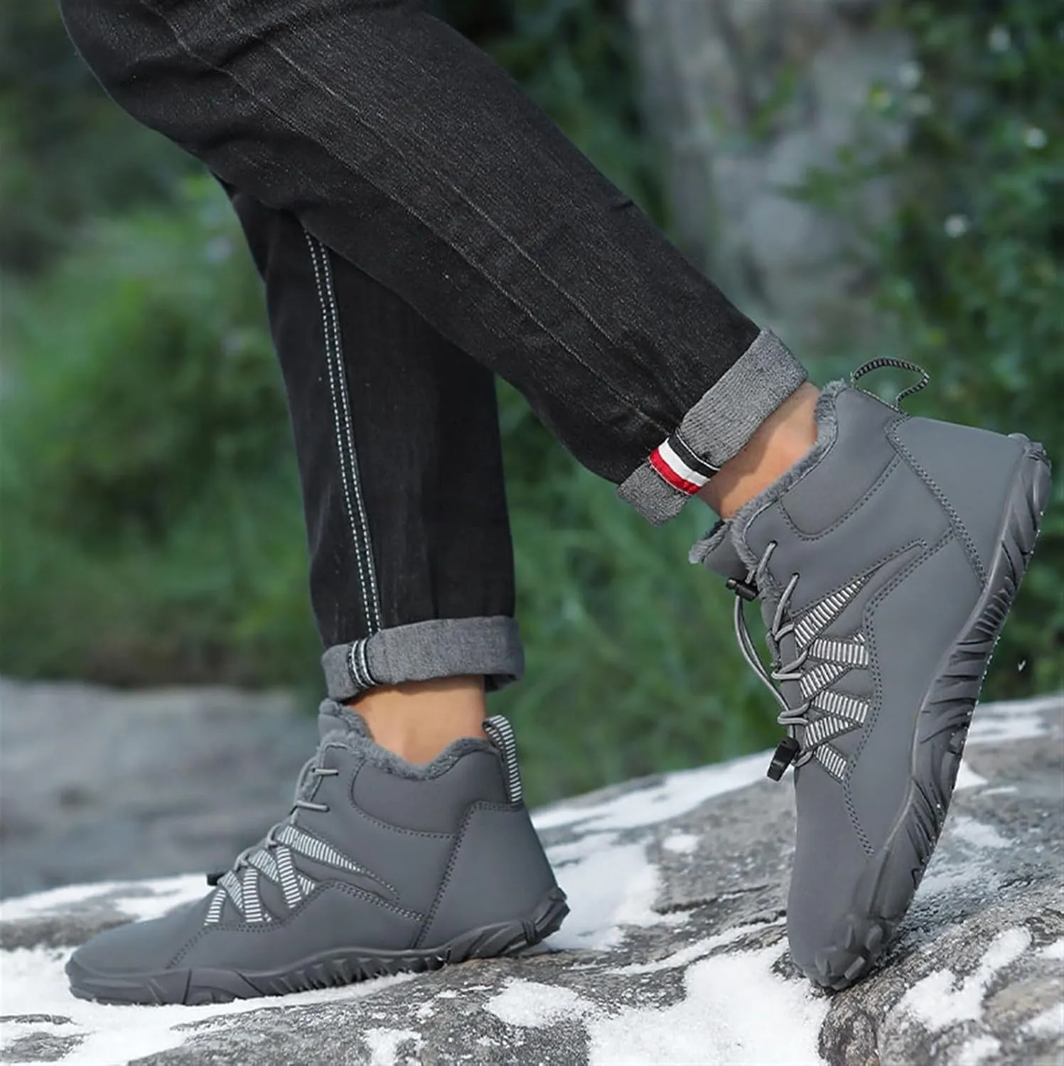 Extra Wide Snow Boots for Men, Men's Winter Waterproof Insulated Shell Inner Comfortable Outdoor Snow Boots, Non Slip Light Flats Ankle Walking Boots, for Work Hiker Trekking Trail