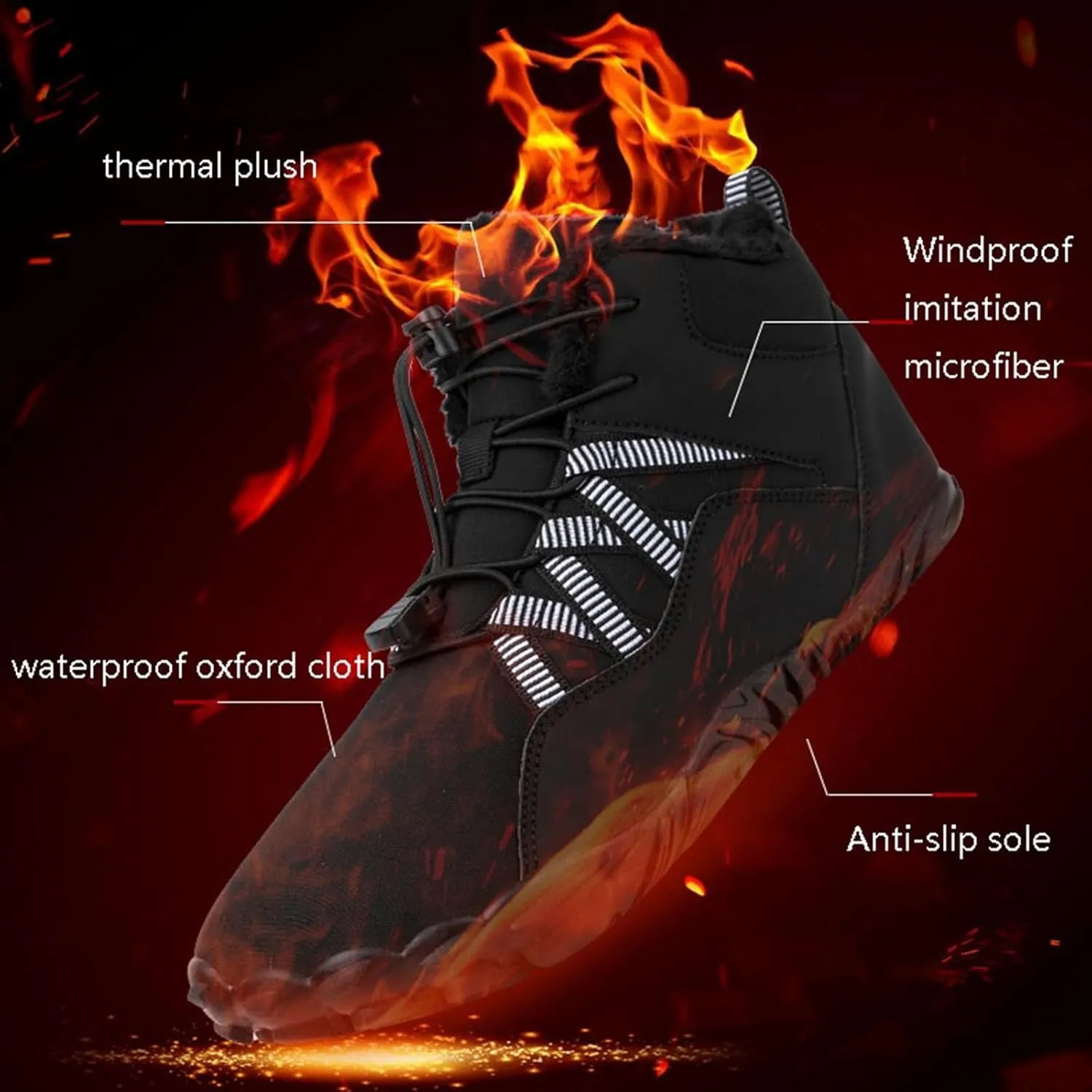 Extra Wide Snow Boots for Men, Men's Winter Waterproof Insulated Shell Inner Comfortable Outdoor Snow Boots, Non Slip Light Flats Ankle Walking Boots, for Work Hiker Trekking Trail