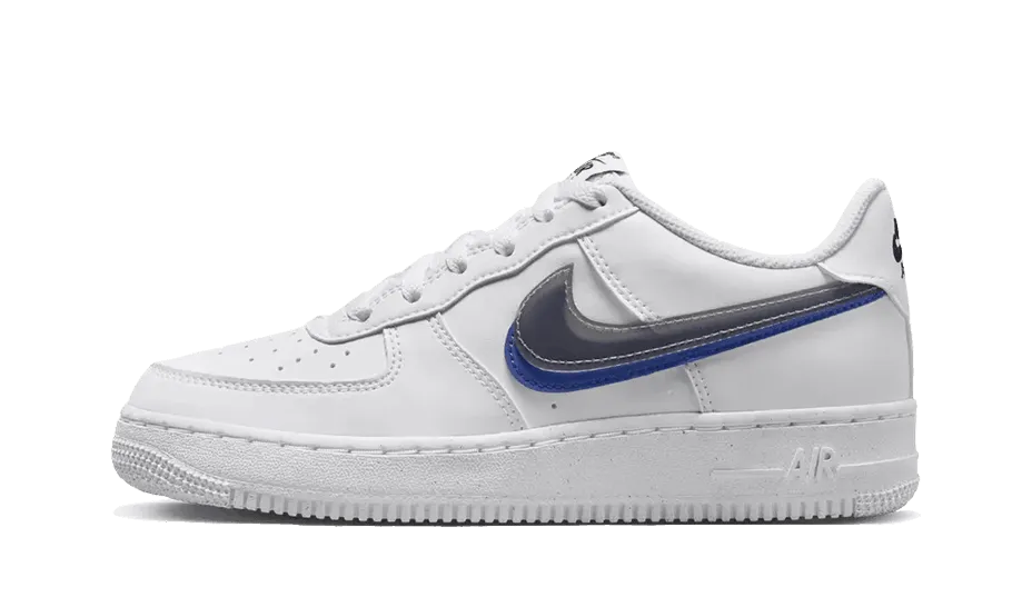 Air Force 1 Low Impact Next Nature Double Swoosh White Black Blue Print Fun Open Toe