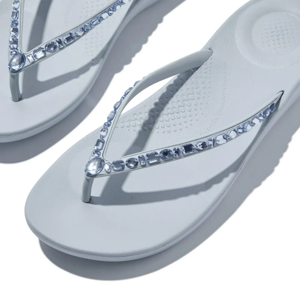 FitFlop Women's Iqushion Multi-Crystal Ergonomic Flip-Flops Wedge Sandal