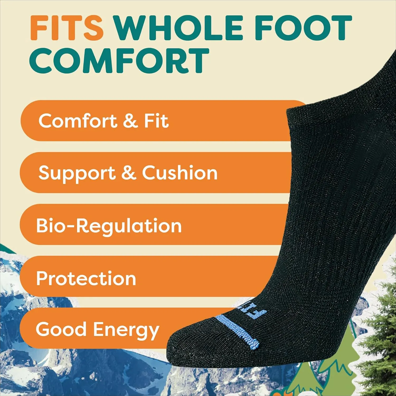 FITS Ultra Light No Show Running Socks for Men and Women, Merino Wool, Athletic Socks, Whole Foot Comfort