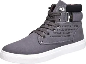 Flat Bottom Sport Shoes for Men Memory Foam Ankle Boots Lace Up Walking Boots Mens Dress Shoes No Laces