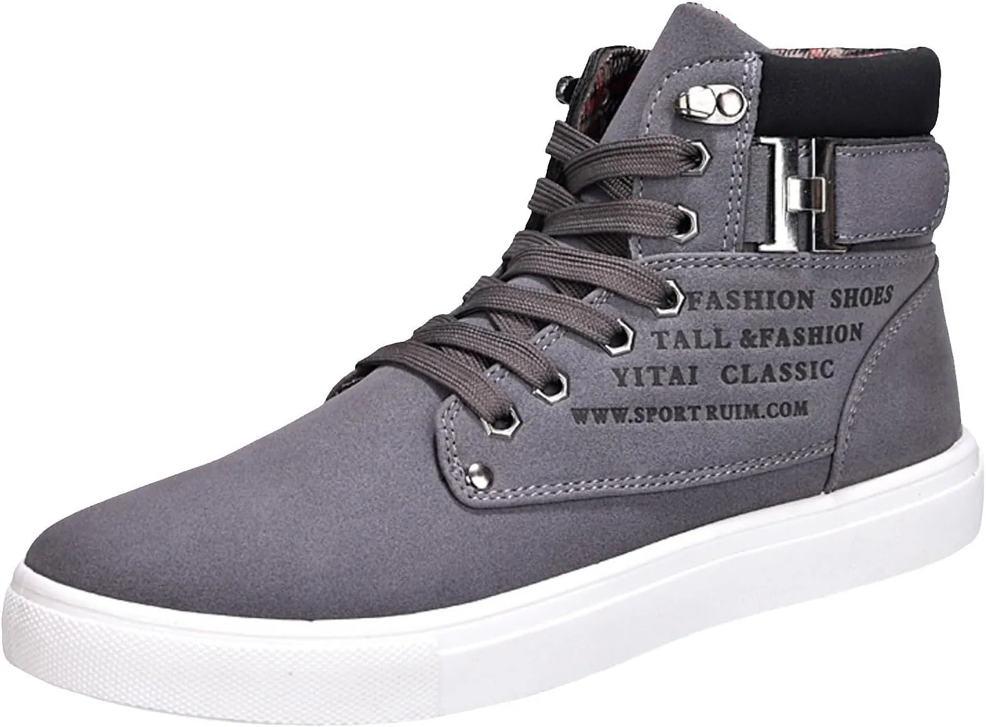 Flat Bottom Sport Shoes for Men Memory Foam Ankle Boots Lace Up Walking Boots Mens Dress Shoes No Laces