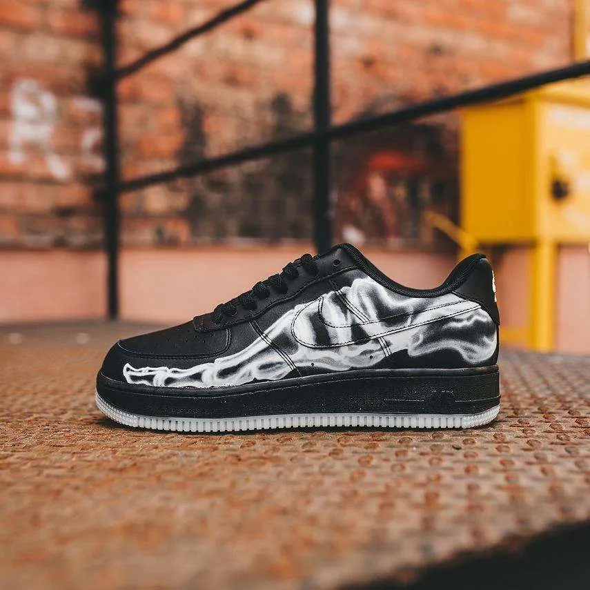 Nike Air Force 1 Low Black Skeleton Halloween Freedom Fit