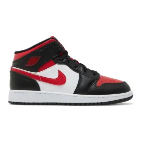 Jordan 1 Mid Black Fire Red (GS) solid - color