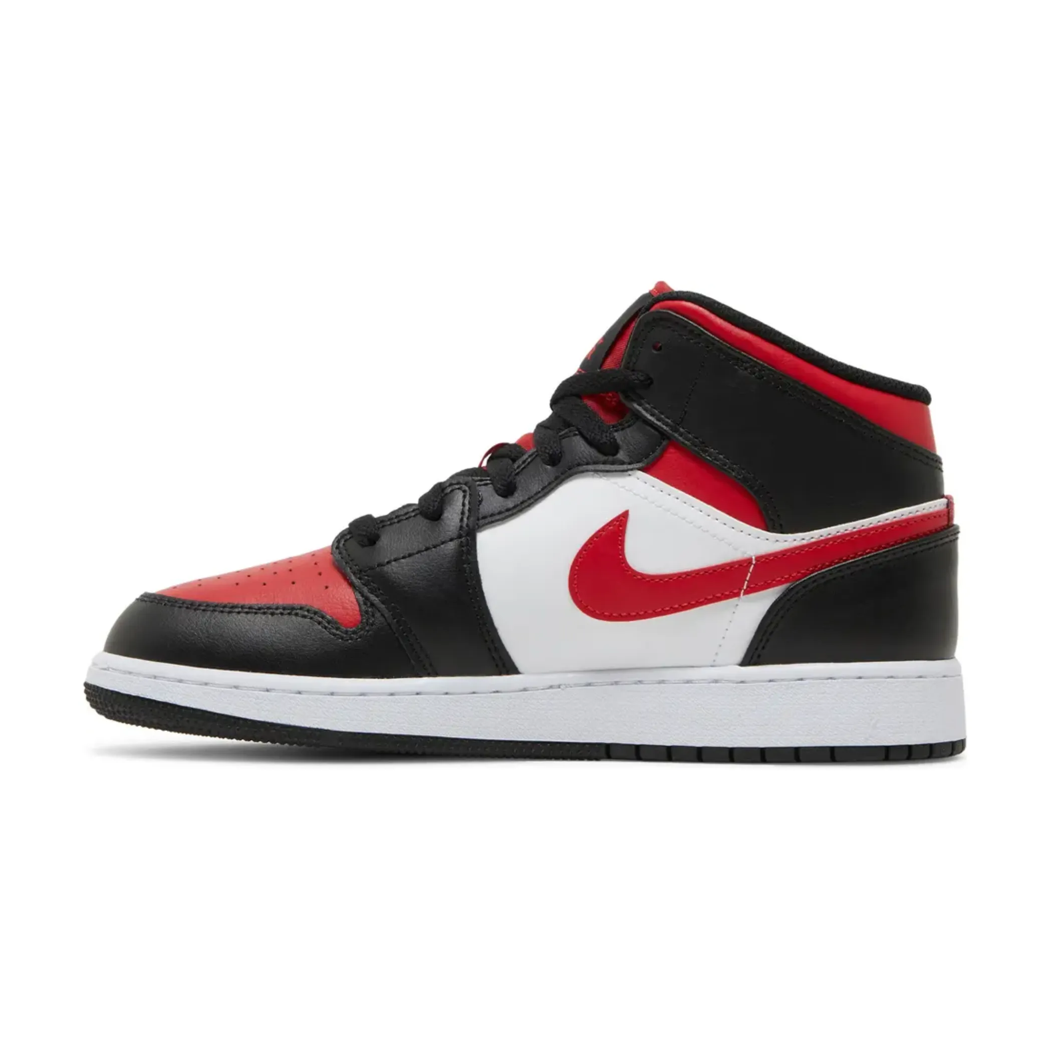 hybrid - material shoes multi - density midsole Jordan 1 Mid Black Fire Red (GS)