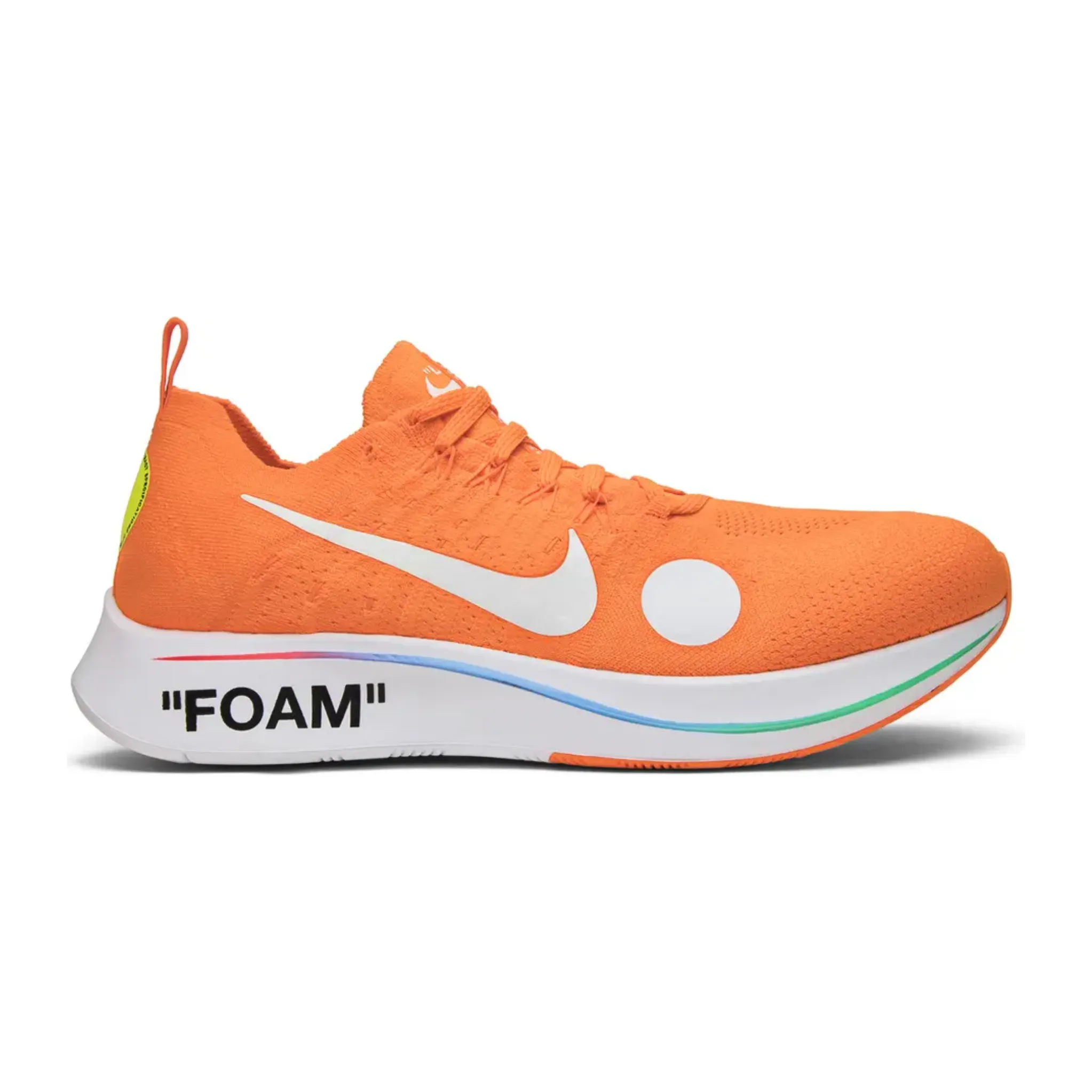 Nike Zoom Fly Mercurial Off-White Total Orange running in indoor arenas shoes MinimalistDesign
