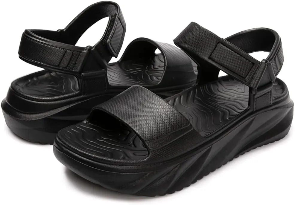 FUNKYMONKEY Women's Platform Plastic Sandals Ultra Light EVA Thick Sole Open Toe Waterproof Shoes
