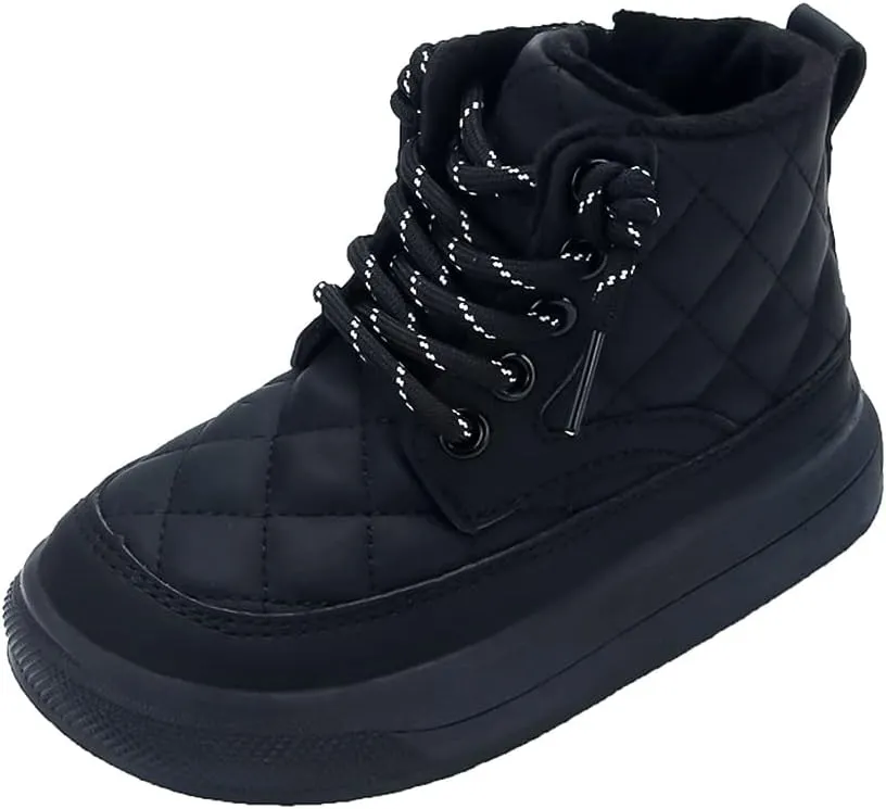 Fur Lined Kids Snow Boots,Boys Girls Winter Ankle Boots Side Zipper (Toddler/Little Kid/Big Kid)
