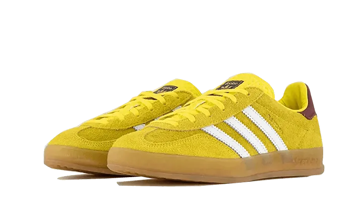 Gazelle Indoor Bright Yellow Burgundy Pose Time