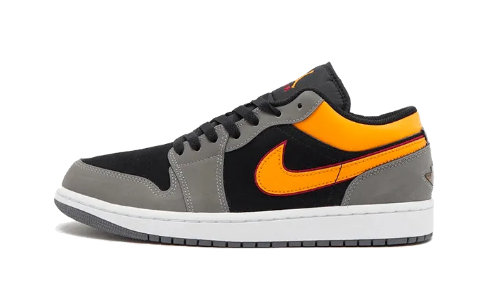 Air Jordan 1 Low Black Vivid Orange Lightweight Knit Fabric