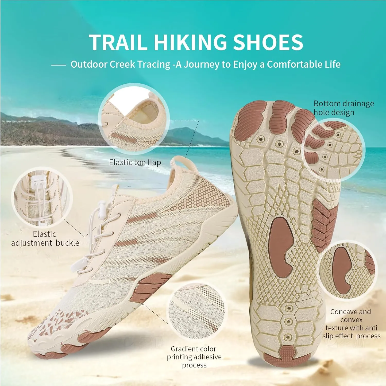Hike Barefoot Shoes for Women Men, New Barefoot Footwear, Non-Slip Water Shoes,Breathable Non-Slip Footwear Wide Toe