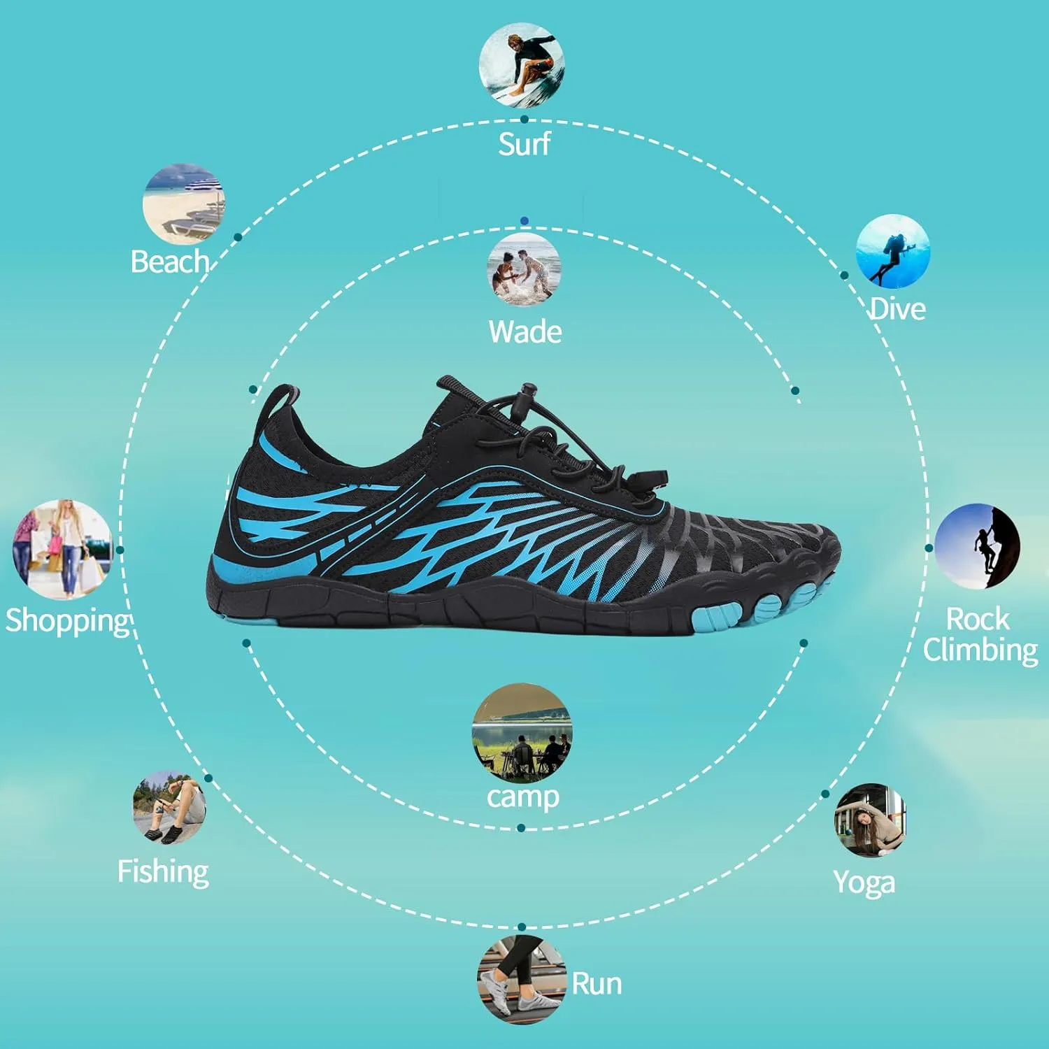 Hike Barefoot Shoes for Women Men, New Barefoot Footwear, Non-Slip Water Shoes,Breathable Non-Slip Footwear Wide Toe