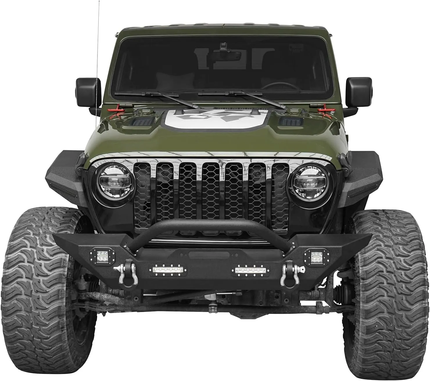 Hooke Road Gladiator JT Flat Fender Flares, Front & Rear Rugged Wheel Fenders w/LED Turn Signal Lights for Jeep Gladiator JT 2020 2021 2022 2023 2024 2025 Pickup Trucks - 4PCS Set