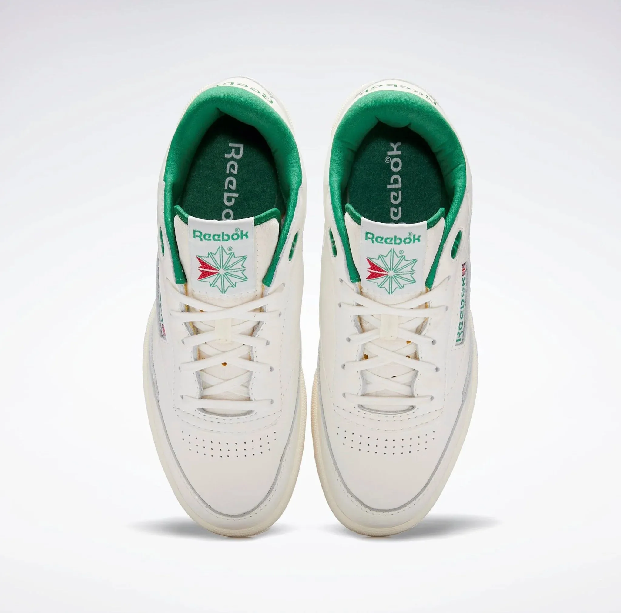 Reebok Club C Mid II Vintage Shoes Chalk/Glen Green/Classic White Memory Foam Padding