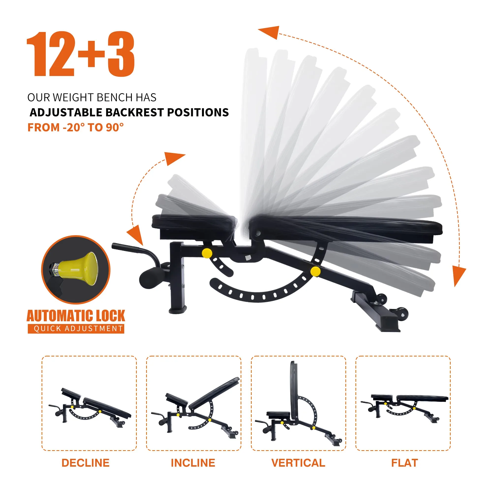 IFAST Adjustable Weight Bench with Barbell