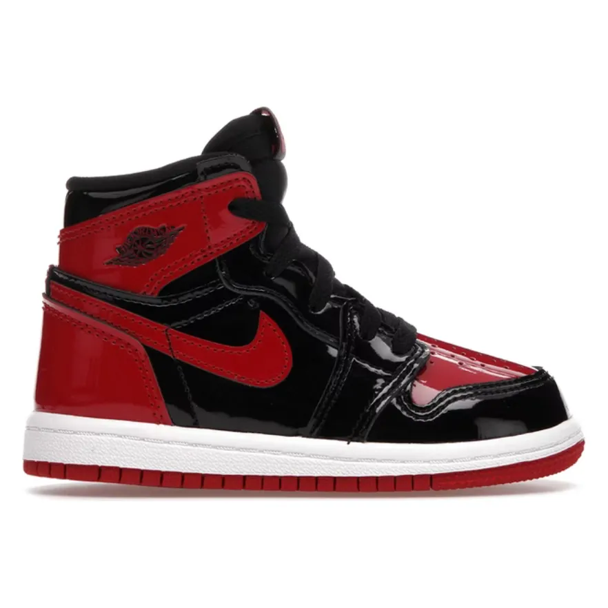 AntiFriction running with a dog shoes Infant Jordan 1 Retro High OG Patent Bred (TD)