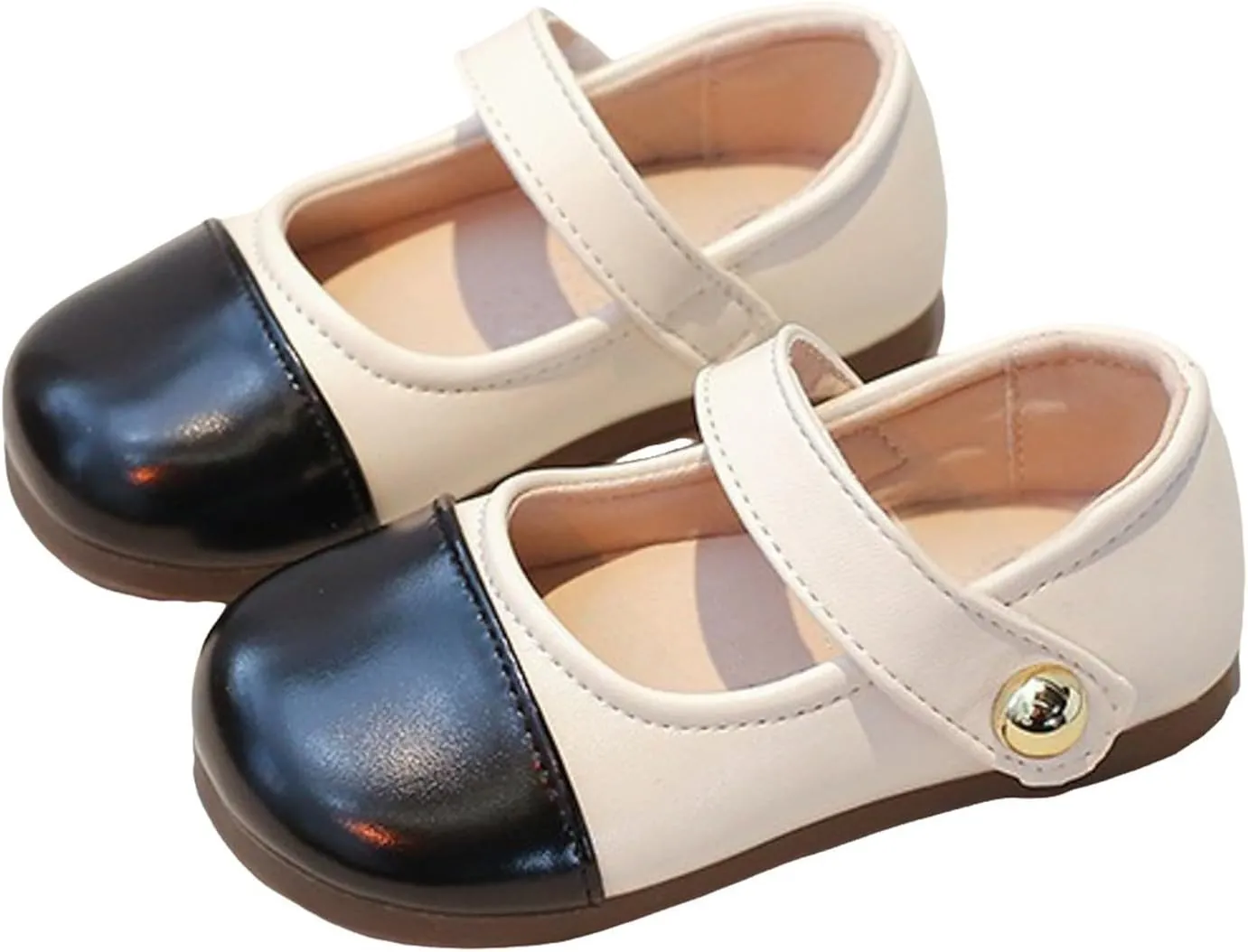 IWIHMIV Girls Leather Ballet Shoes Flat Non Slip Soft Mary Jane Walking Party Comfortable Non Slip Dress Shoes