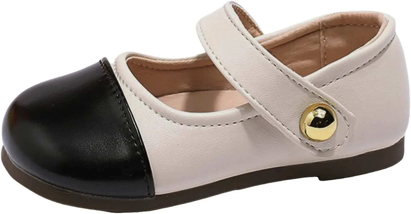 IWIHMIV Girls Leather Ballet Shoes Flat Non Slip Soft Mary Jane Walking Party Comfortable Non Slip Dress Shoes