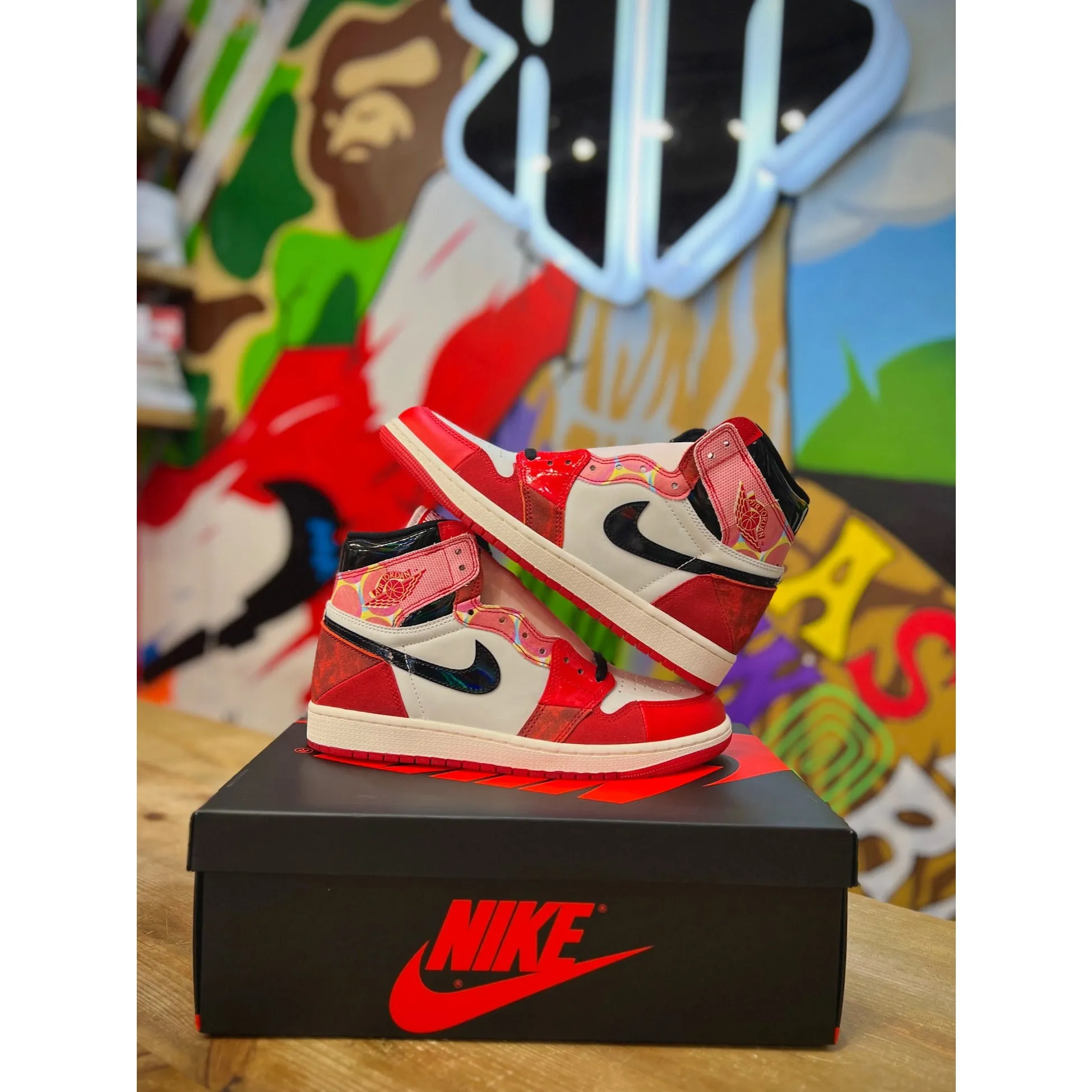 Jordan 1 High OG Spider-Man Across the Spider-Verse races lugged outsole running shoes