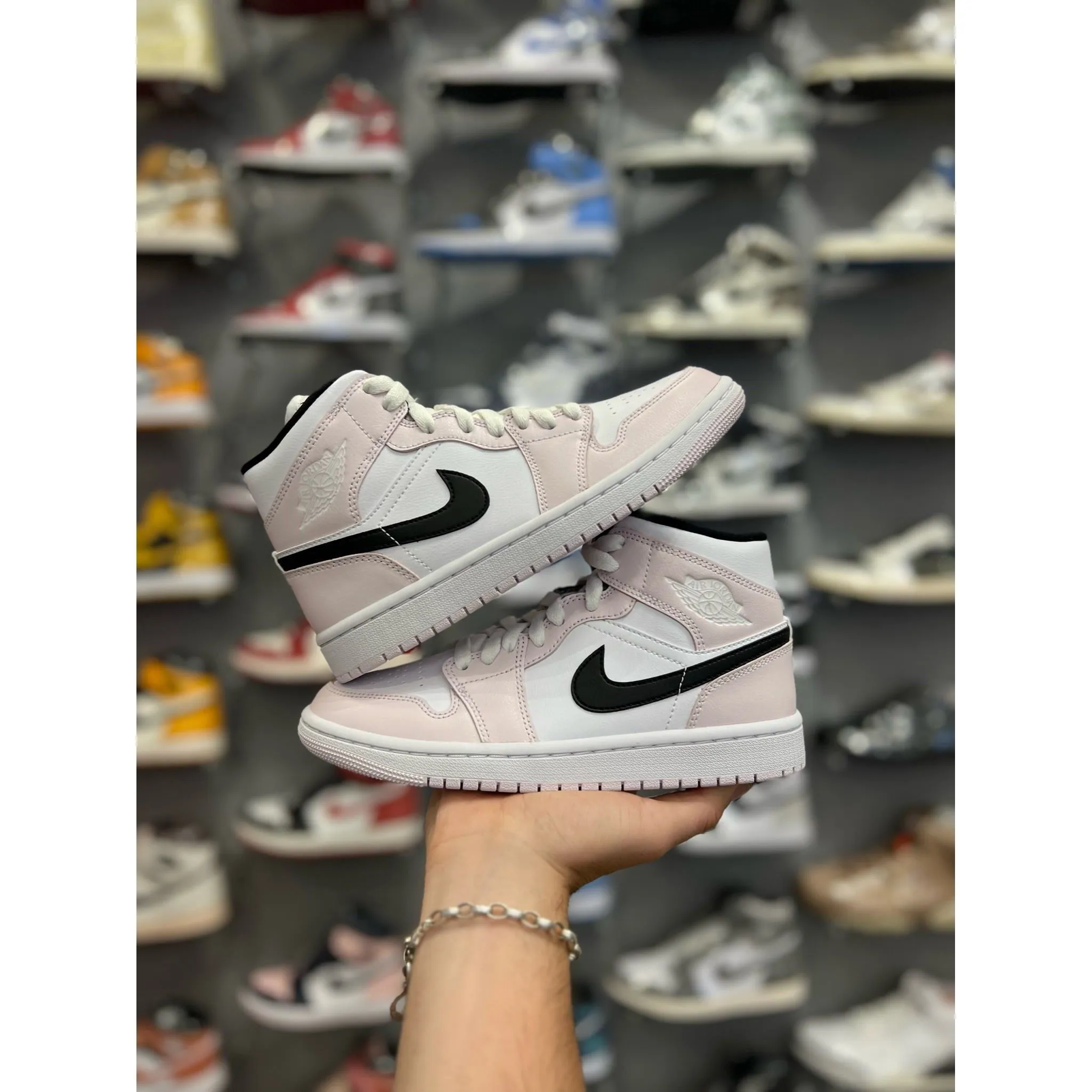 Jordan 1 Mid Barely Rose (W) weather - proof running shoes running in hilly terrain shoes