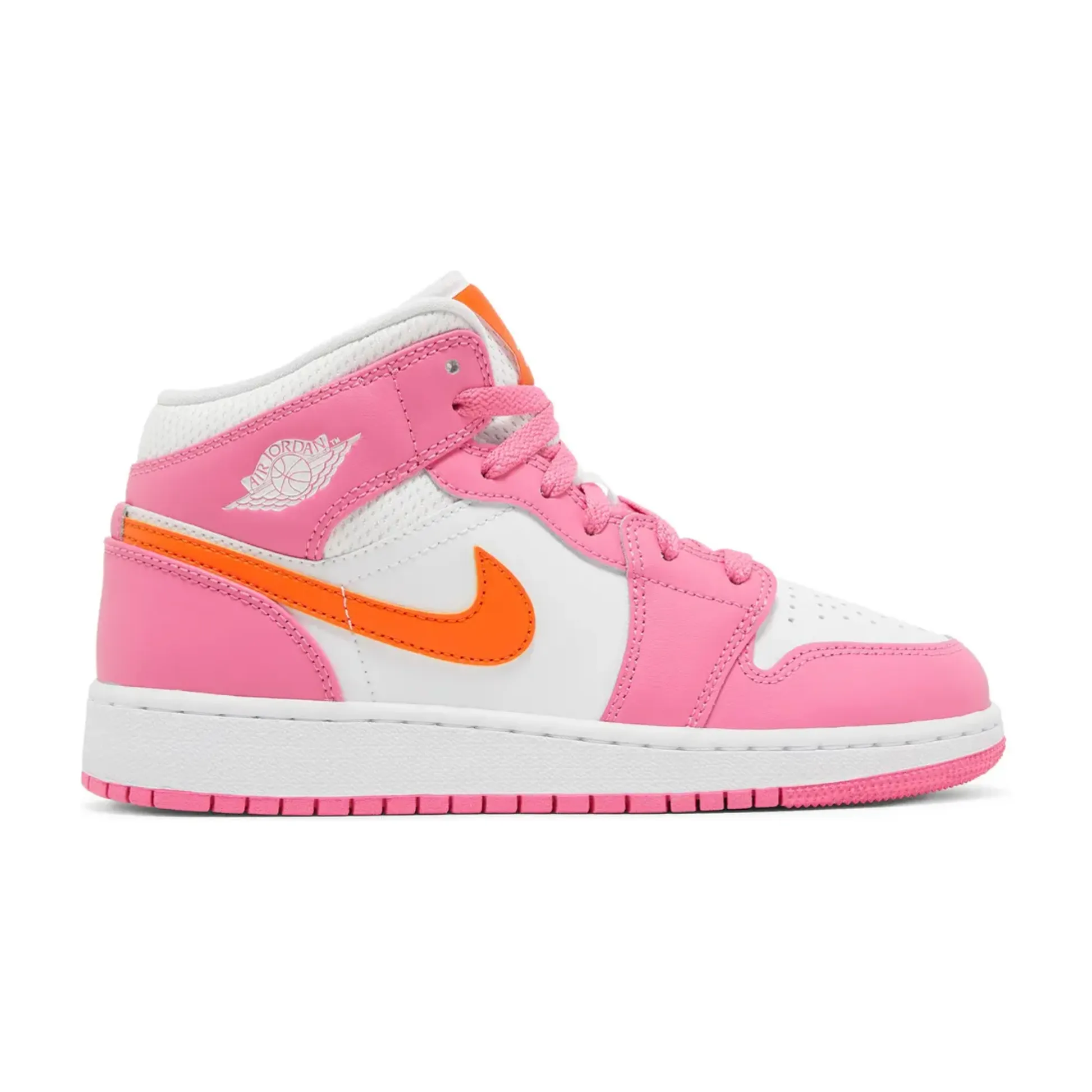 Anatomical shape Jordan 1 Mid Pinksicle Safety Orange (GS)