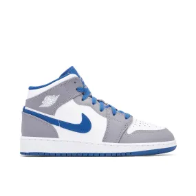 Jordan 1 Mid True Blue Cement (GS) microfiber shoes posture support