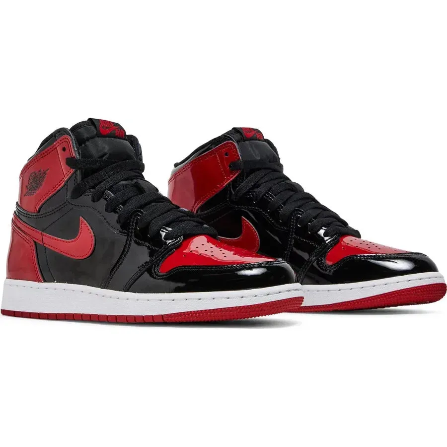 evening running shoe period Jordan 1 Retro High OG Patent Bred (GS)