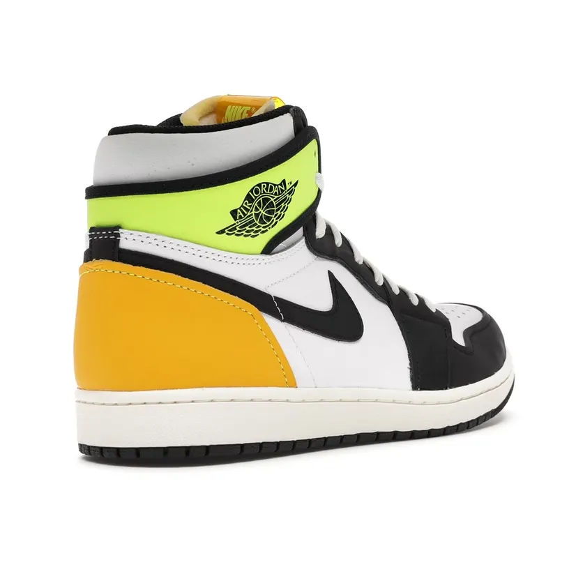 Jordan 1 Retro High White Black Volt University Gold running in a prairie area shoes Shock - absorbing technology