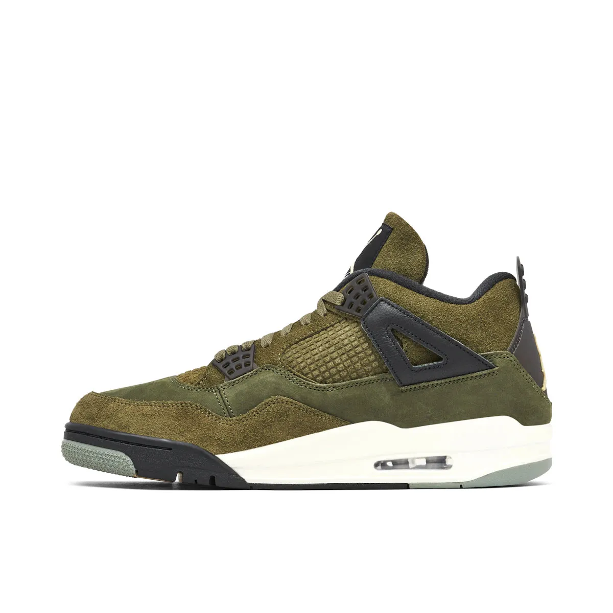 Jordan 4 Retro SE Craft Medium Olive running in a steppe area shoes