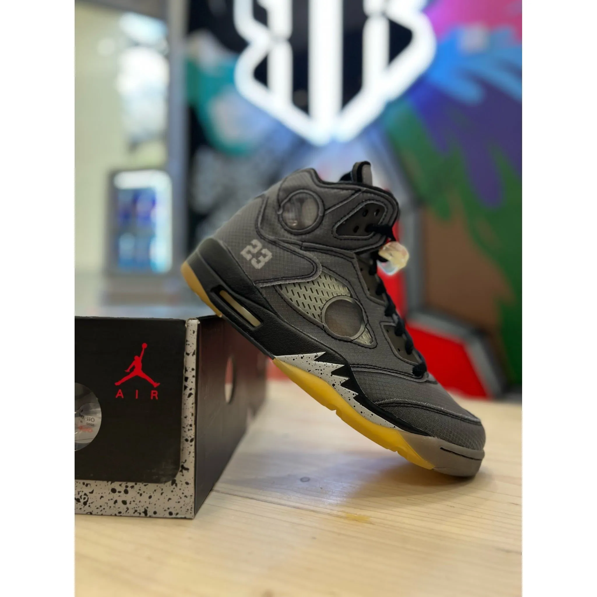 Jordan 5 Retro Off White Black warm - up runs anti - blister - prevention shoes