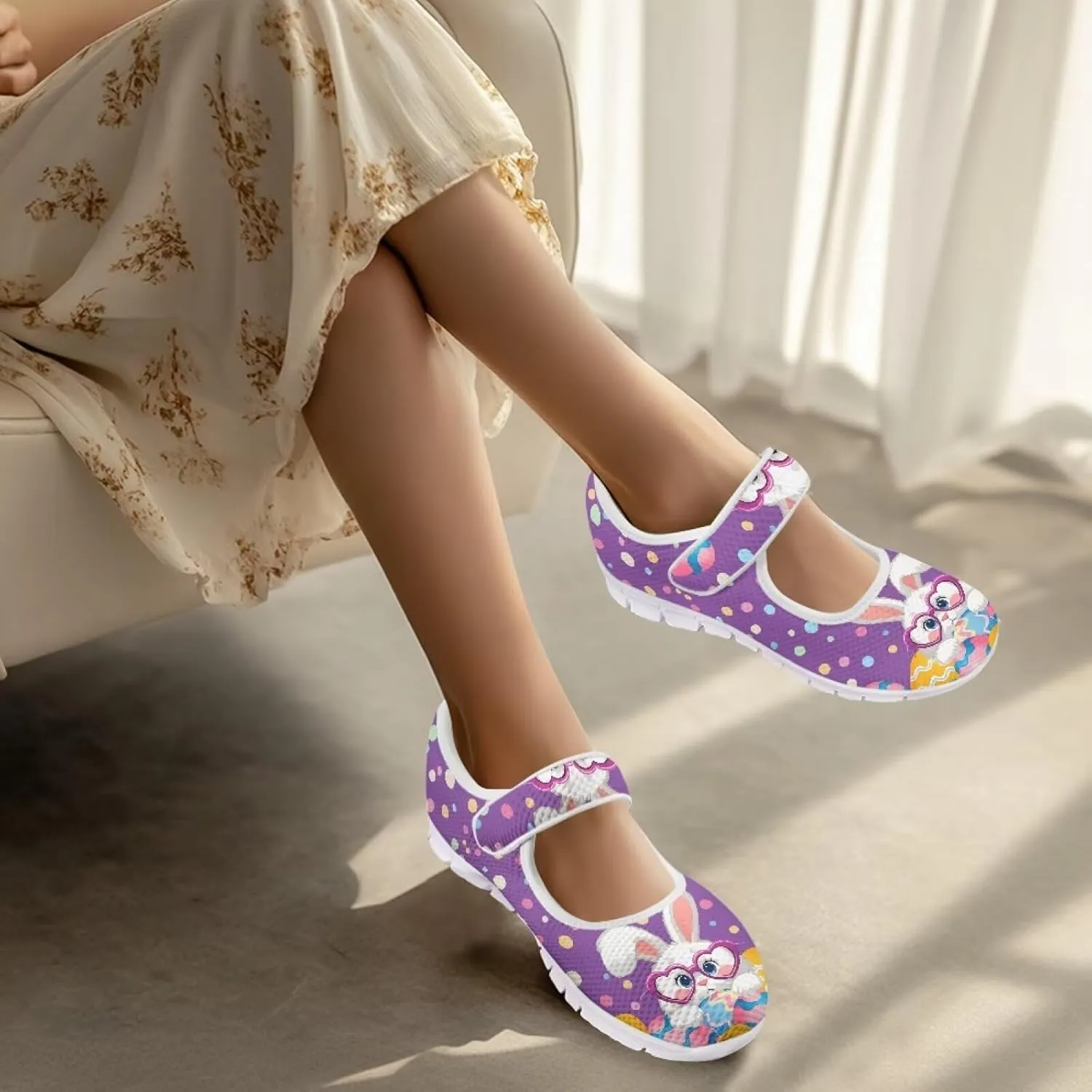 JoyLamoria Womens Comfort Flats Cute Mary Jane Shoes Colorful Dachshund Printed Walking Shoes Ultra Light Wide Fashion Sneakers