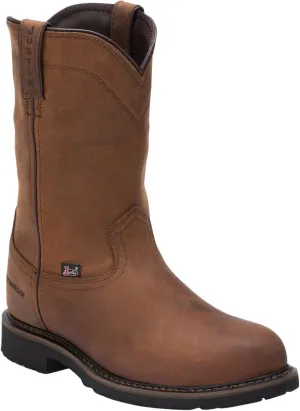 Justin Men's Wyoming Waterproof Western Work Boot Steel Toe Brown 7 D(M) US