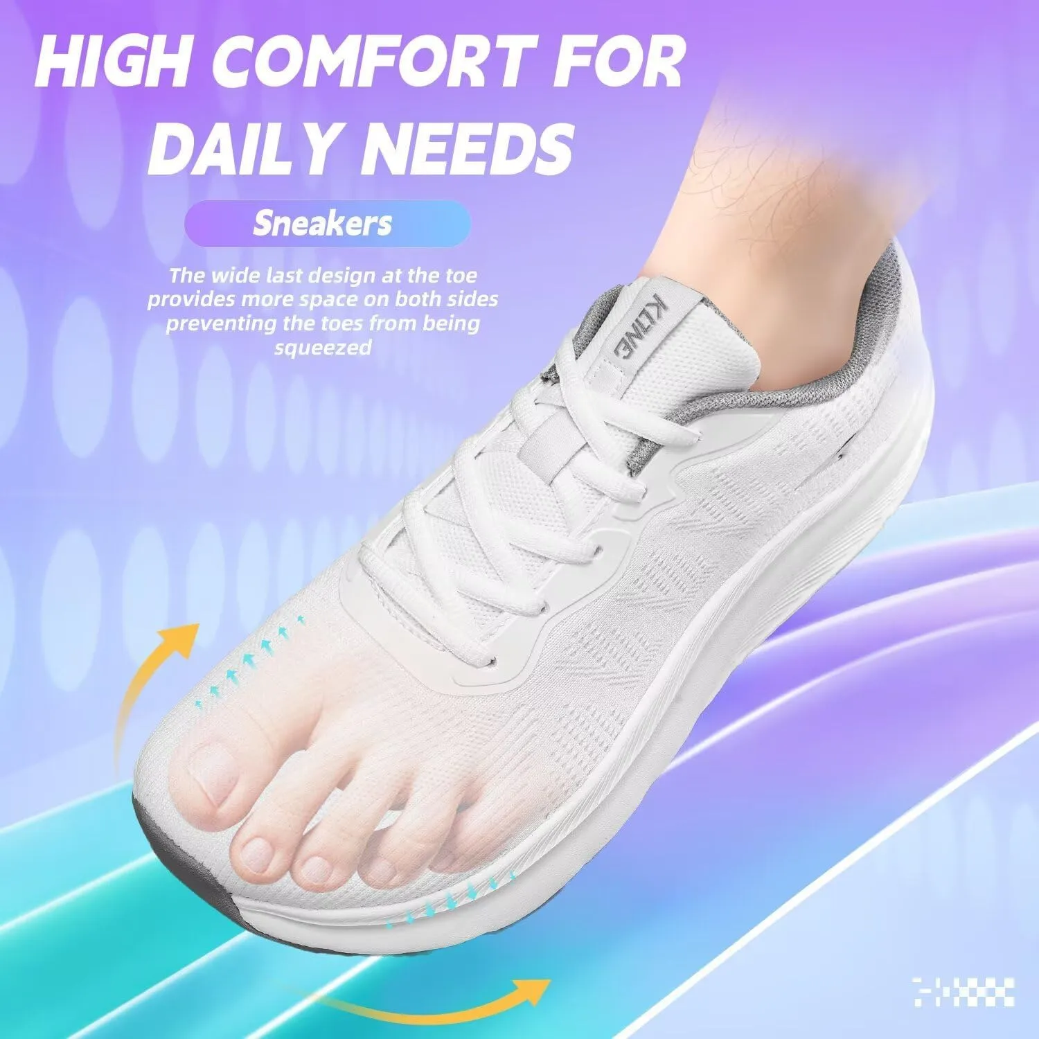 KDN Men's Wide Toe Box Shoes Cushioned Road Running Shoes Non Slip Mens Walking Sneakers for Wide Feet Comfortable Athletic Gym Workout Shoes Wide Width