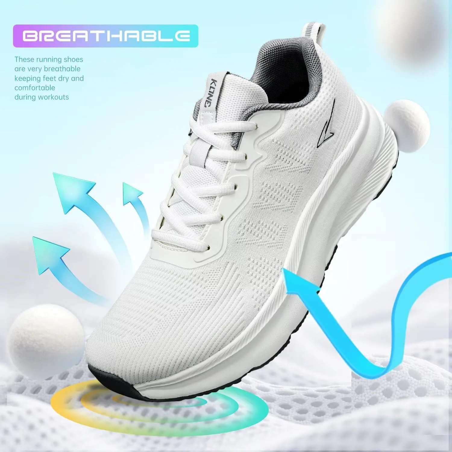 KDN Men's Wide Toe Box Shoes Cushioned Road Running Shoes Non Slip Mens Walking Sneakers for Wide Feet Comfortable Athletic Gym Workout Shoes Wide Width