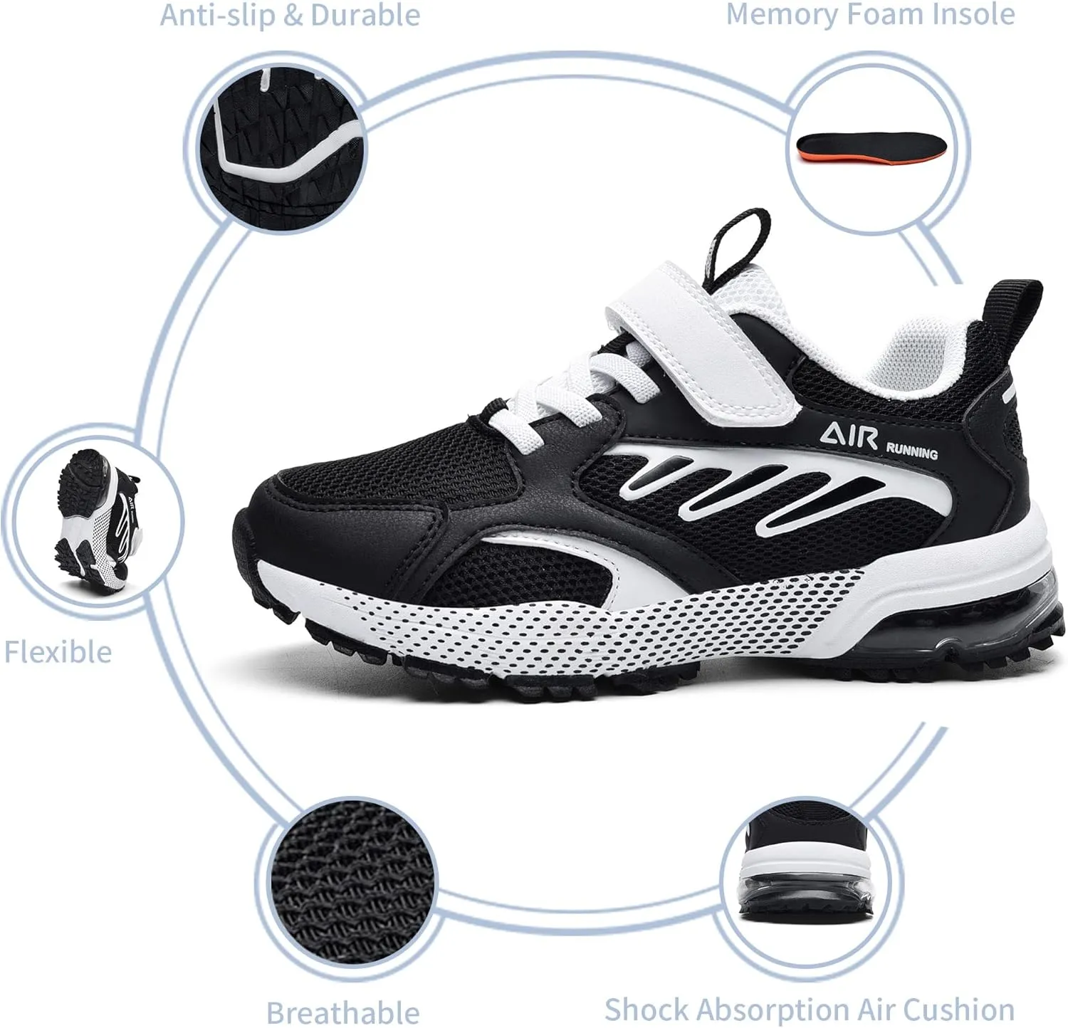 Kids Air Running Shoes Soft Breathable Lightweight Tennis Sneakers for Boys Girls