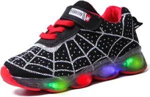 Kids Light Up Shoes Toddler Boys Girls LED Luminous Running Trainers Cartoon Mesh Breathable Sports and Walking Sneaker
