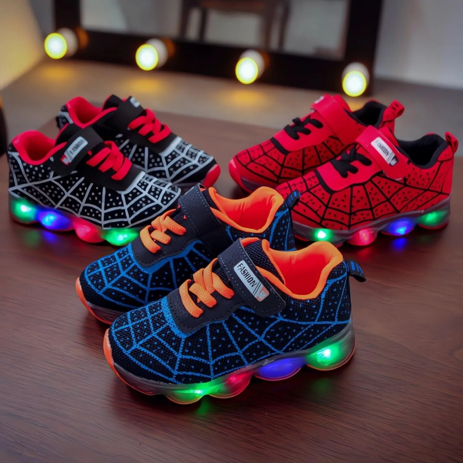 Kids Light Up Shoes Toddler Boys Girls LED Luminous Running Trainers Cartoon Mesh Breathable Sports and Walking Sneaker