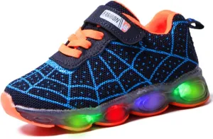 Kids Light Up Shoes Toddler Boys Girls LED Luminous Running Trainers Cartoon Mesh Breathable Sports and Walking Sneaker