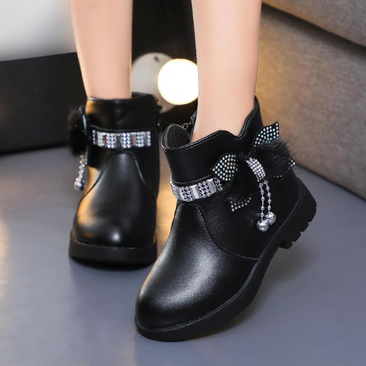 Kids Little Big Girls Boots Lace-Up/Zipper Outdoor Ankle Shoes Ankle Boots Toddler Winter boots Size 2 3 4 5 6 7 8