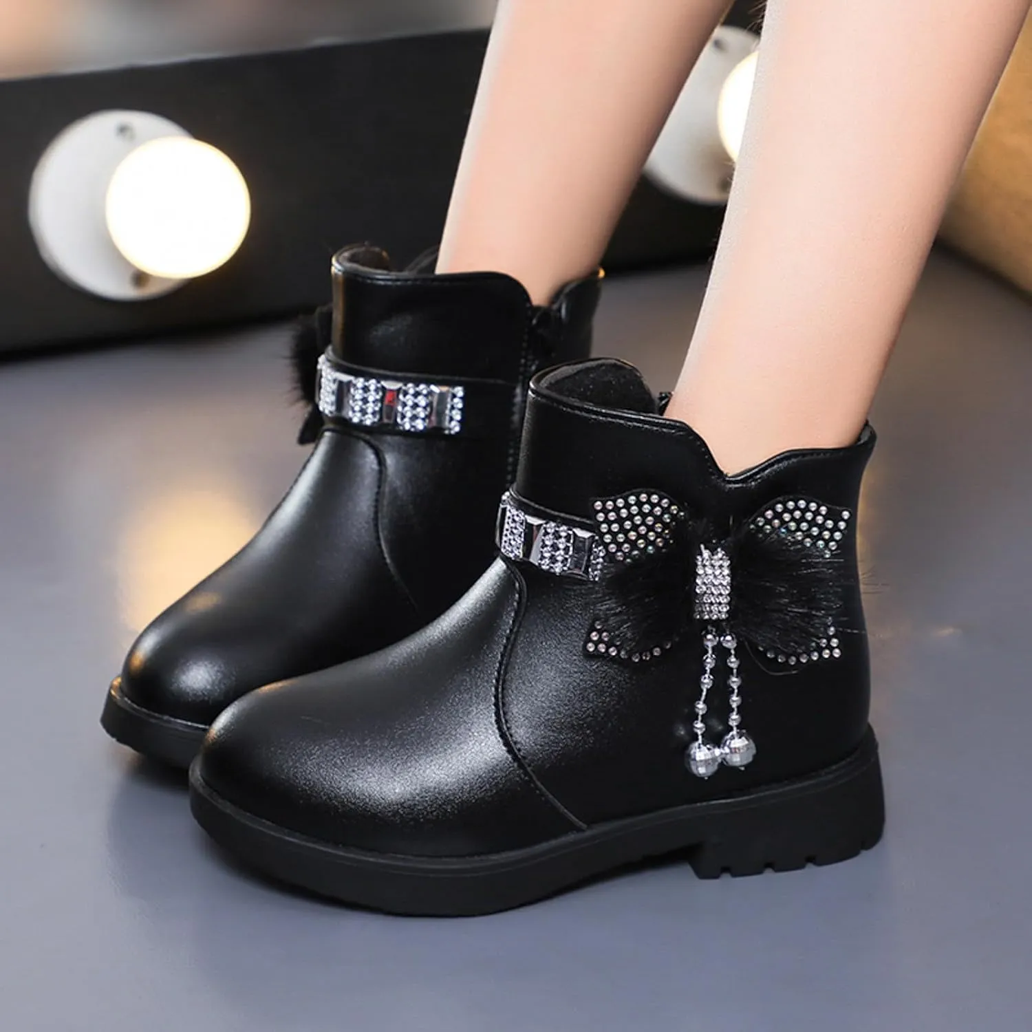 Kids Little Big Girls Boots Lace-Up/Zipper Outdoor Ankle Shoes Ankle Boots Toddler Winter boots Size 2 3 4 5 6 7 8