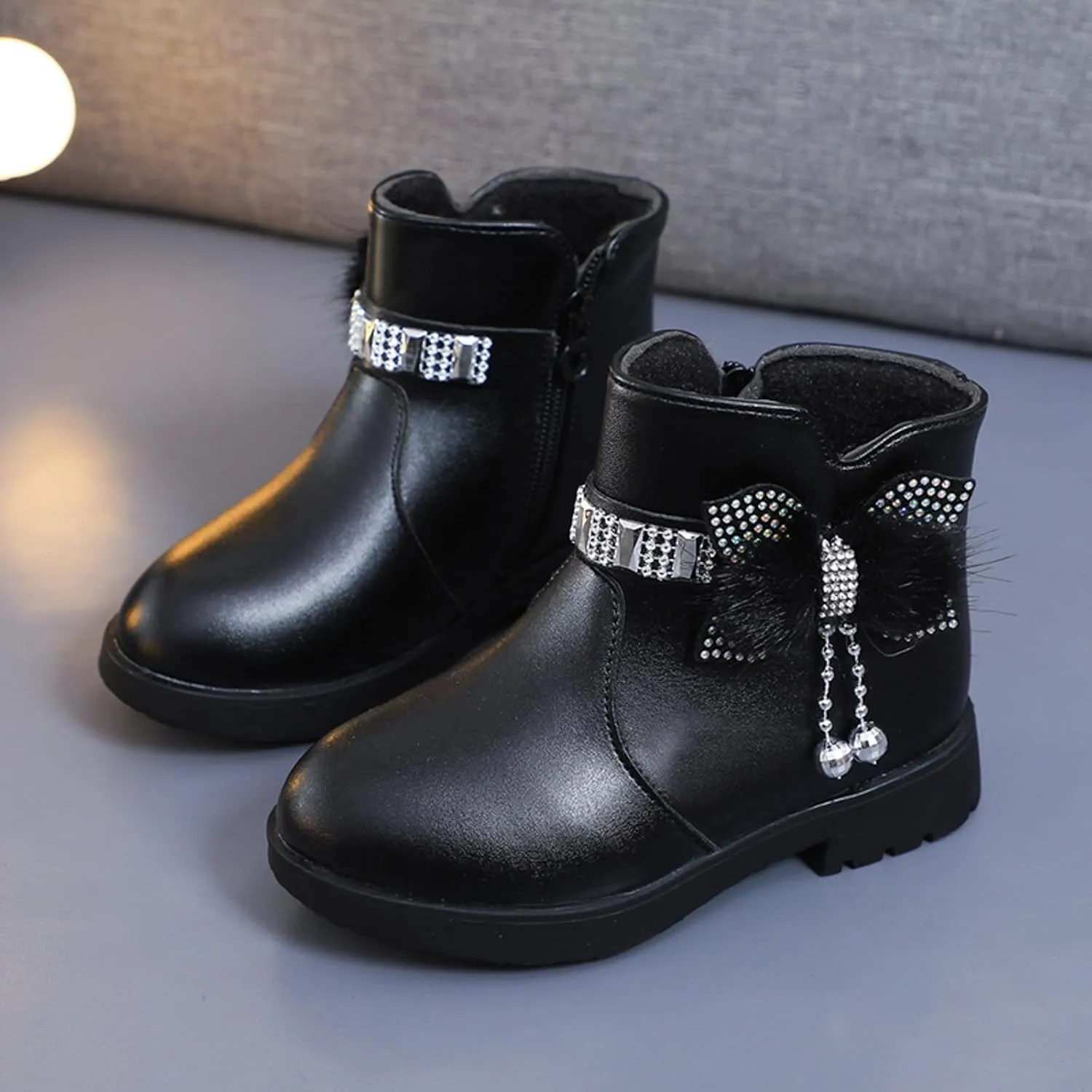 Kids Little Big Girls Boots Lace-Up/Zipper Outdoor Ankle Shoes Ankle Boots Toddler Winter boots Size 2 3 4 5 6 7 8