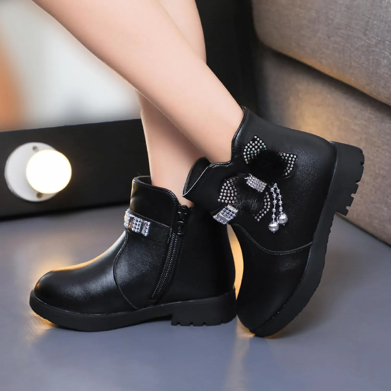Kids Little Big Girls Boots Lace-Up/Zipper Outdoor Ankle Shoes Ankle Boots Toddler Winter boots Size 2 3 4 5 6 7 8
