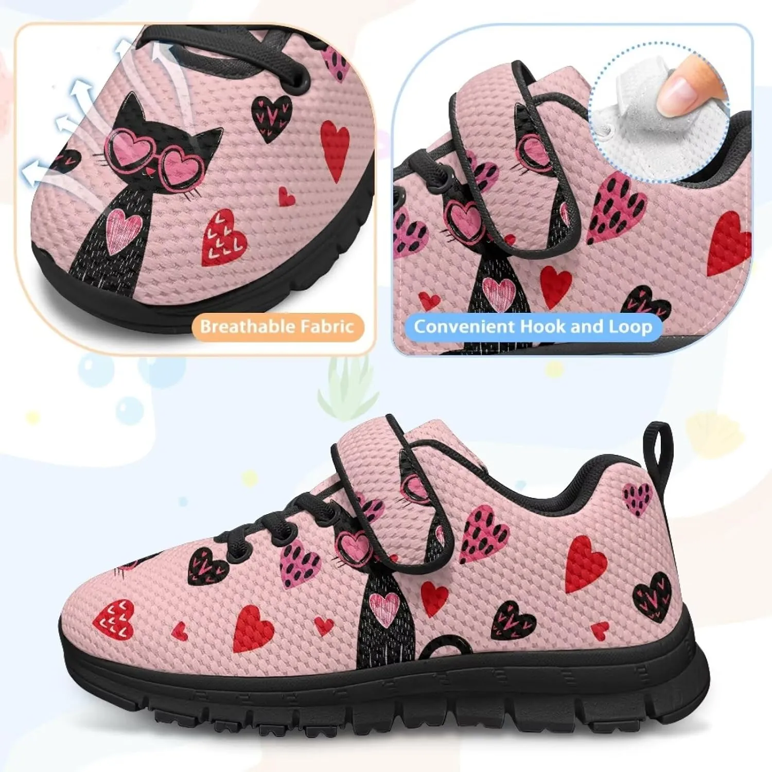 Kids Unisex Tennis Running Shoes Breathable Soft Walking Sneakers for Boys Girls Elastic Cushioned Travel Shoe for Kids Size 11-15 Black Sole