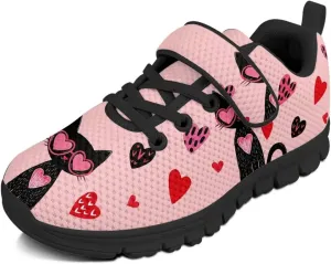 Kids Unisex Tennis Running Shoes Breathable Soft Walking Sneakers for Boys Girls Elastic Cushioned Travel Shoe for Kids Size 11-15 Black Sole
