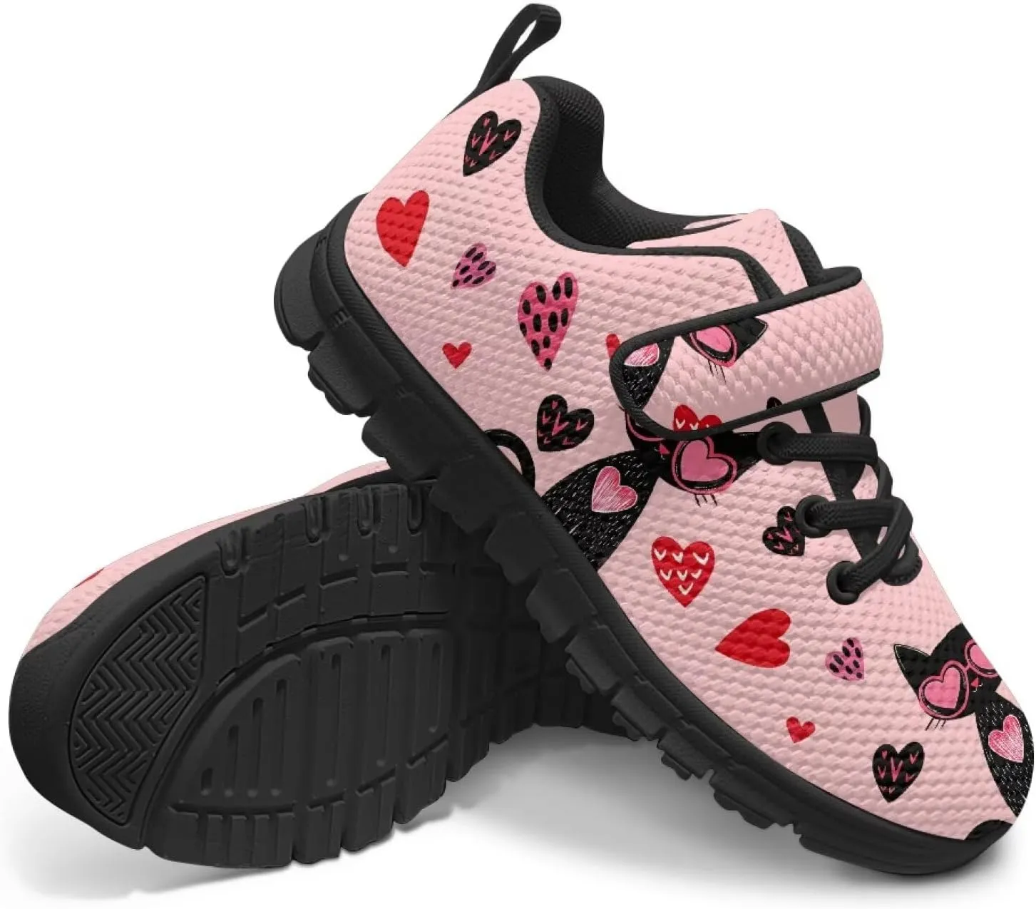 Kids Unisex Tennis Running Shoes Breathable Soft Walking Sneakers for Boys Girls Elastic Cushioned Travel Shoe for Kids Size 11-15 Black Sole