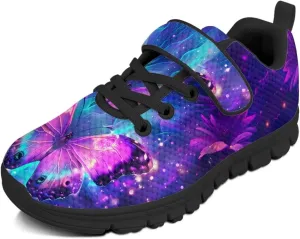 Kids Unisex Tennis Running Shoes Breathable Soft Walking Sneakers for Boys Girls Elastic Cushioned Travel Shoe for Kids Size 11-15 Black Sole