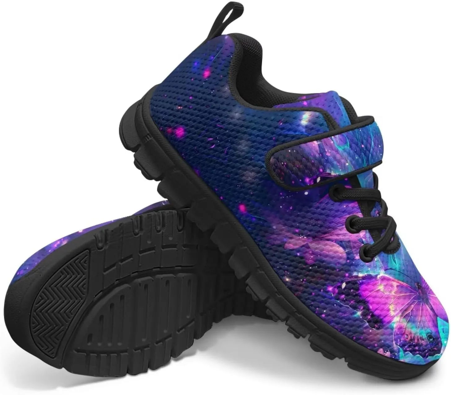 Kids Unisex Tennis Running Shoes Breathable Soft Walking Sneakers for Boys Girls Elastic Cushioned Travel Shoe for Kids Size 11-15 Black Sole